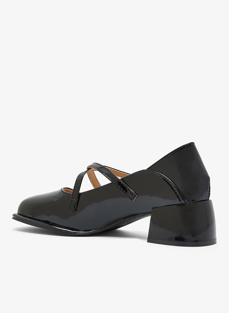 Ginger Black Strap Detail Block Heel Mary Janes for Women | Best Price UAE